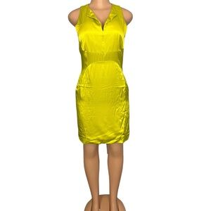 Chado Ralph Rucci Dress Chartreuse Green Shift Dress